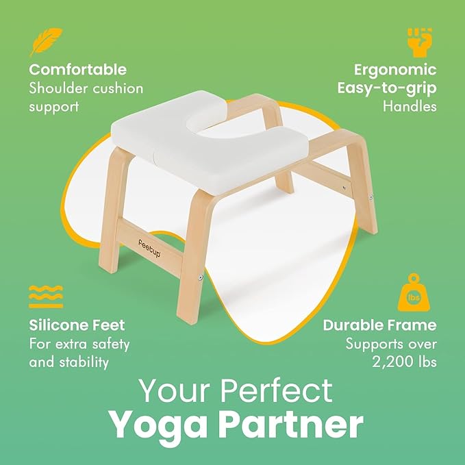 FeetUp - The Original Yoga Headstand Bench, Vegan Handstand Trainer Bench and Stand, Strength Training Inversion Equipment for Relaxation and Strength, Includes App & Starter Kit, #1 Worldwide-StrideForce Fitness