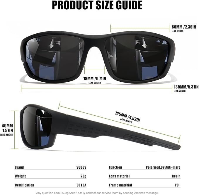 Polarized Sports Sunglasses Men UV400 Protection Lightweight Wrap Around Goggles for Cycling Fishing Driving Running-StrideForce Fitness