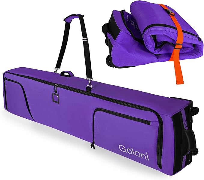 Goloni Ski Bag with Wheels,Padded Snowboard Bag for Air Travel,600D Waterproof Fabric,Foldable Snow Bag Fits 2 Pairs Skis-StrideForce Fitness