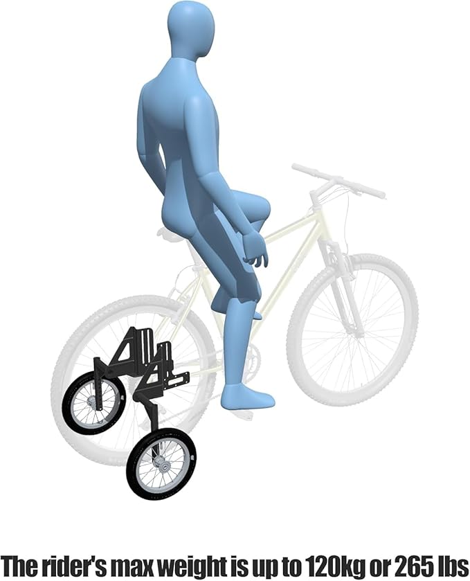 CyclingDeal Adjustable Adult Bicycle Bike Stabilizers Training Wheels Fits 24" to 29" - Quality Heavy Duty-Max Weight up to 120kg/265 lbs.-StrideForce Fitness