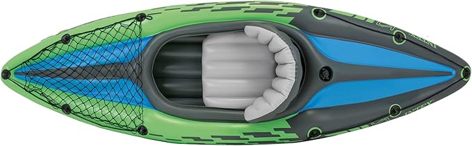 INTEX Challenger Inflatable Kayak Series: Includes Deluxe 86in Kayak Paddles and High-Output Pump – SuperStrong PVC – Adjustable Seat with Backrest – Removable Skeg – Cargo Storage Net-StrideForce Fitness