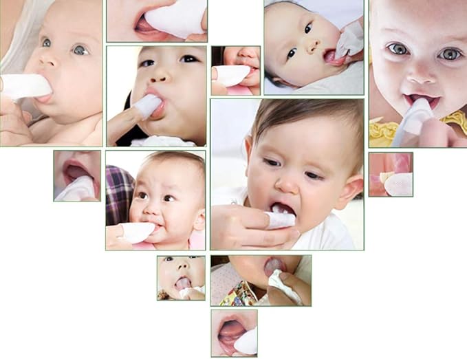120Pcs Baby Teeth Soft Gauze Finger Clean Oral Hygiene Tongue Milk Stain Cleaning for 0-2 Years Old