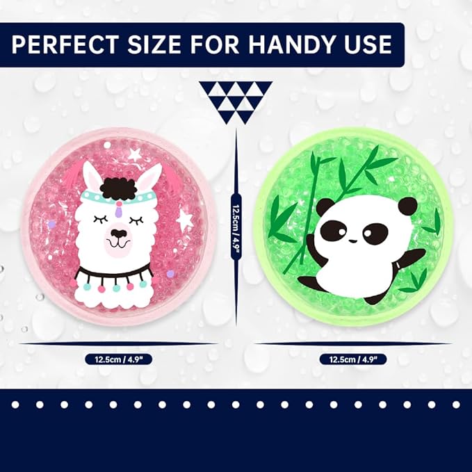 Gel Ice Pack for Injuries 2 Packs Cute Reusable Hot Cold Gel Packs for Fever Pain Relief Wisdom Teeth First Aid and Neck Head Arms Legs Knee Ankle