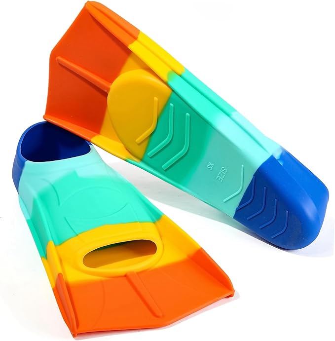 Kids Swim Fins,Short Kids Fins Youth Swimming Flippers for Lap Swimming Training for Children Girls Boys Beginners-StrideForce Fitness