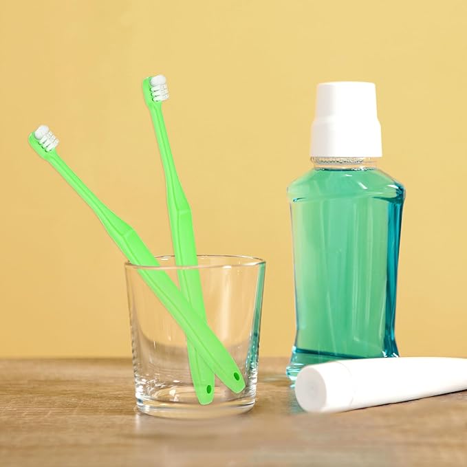 WLLHYF 2 Pieces Tuft Toothbrush Small Head End Tapered Wisdom Interdental Interspace Nursing Soft Tiny Toothbrush Orthodontic Periodontal Dental Products(Green)