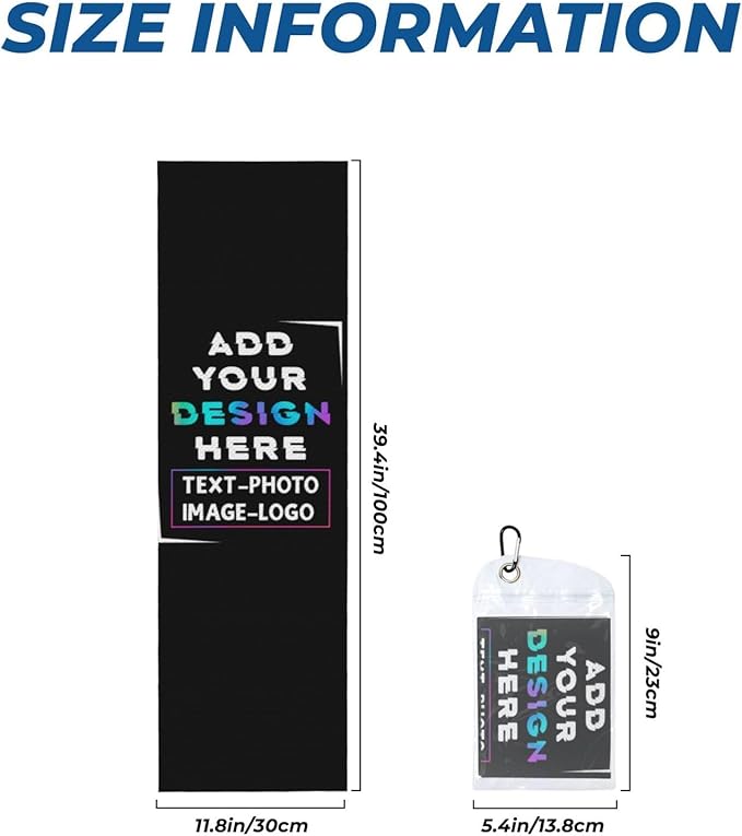 Custom 1-100PCS Cooling Sports Towel, Personalized Photo Logo Soft Cold Exercise Towel for Neck and Face Customized Quick-Drying Cooling Wrap Fitness Workout Sweat Towel 12"x40" (8)-StrideForce Fitness