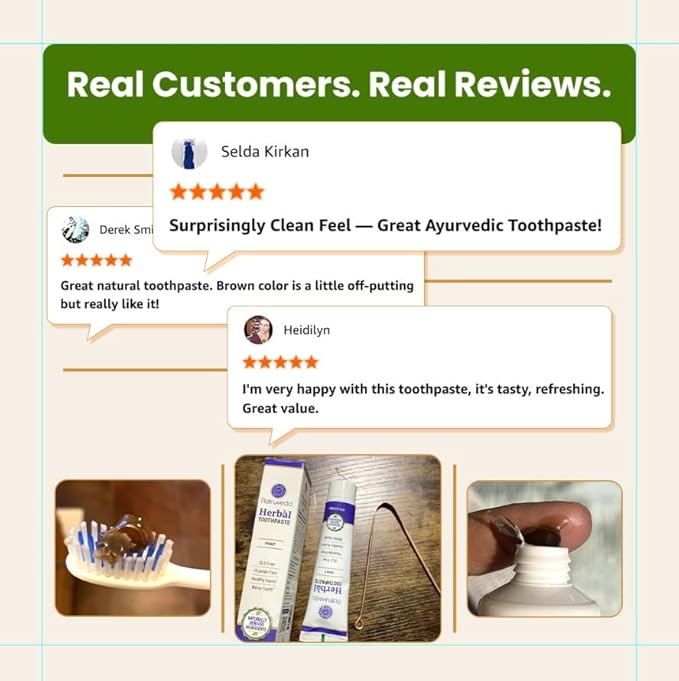 Neem Herbal Toothpaste with Complimentary Copper Tongue Scraper | Fluoride Free, SLS Free, Natural Toothpaste for Adults | Ayurvedic Oral Care with 8 + Herbal Ingredients | 3.52 oz (2 Pack)