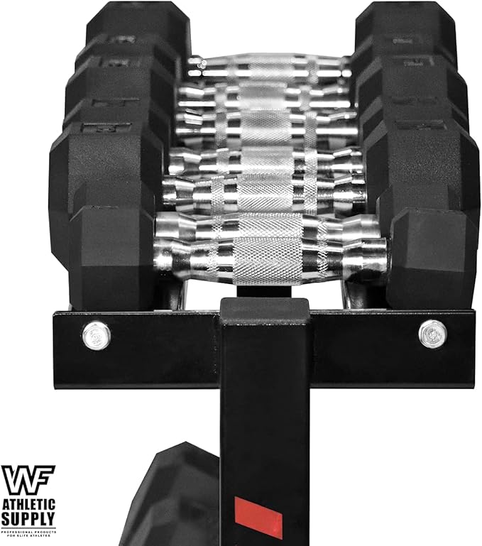 WF Athletic Supply Rubber Coated Hex Dumbbell Set with Two Tier Premium Storage Rack Built for Strength Building, Weight Loss & Home Gym – Multiple Sets Available-StrideForce Fitness