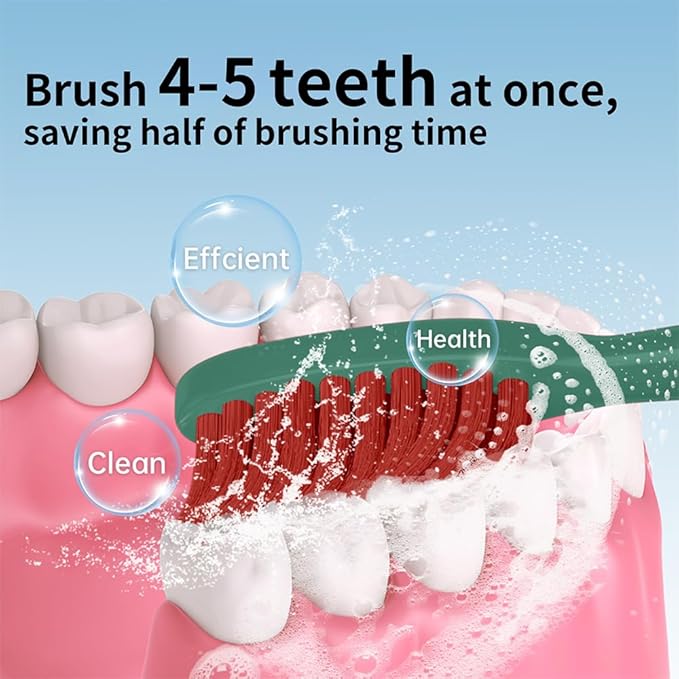 Long Head Manual Toothbrush, Extra Soft Flossing Toothbrush for Sensitive Gum, Interdental Cleaning Bristles for Adults (Pack of 5)