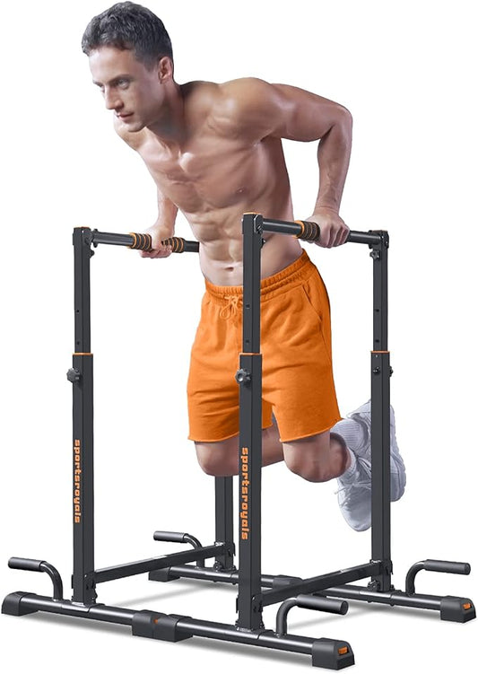 Sportsroyals Adjustable Dip Bar Station, Heavy Duty Parallette & Parallel Bars, 400LBS Stable Dip Stands for Home Gym, Calisthenics & Upper Body Workout Equipment-StrideForce Fitness