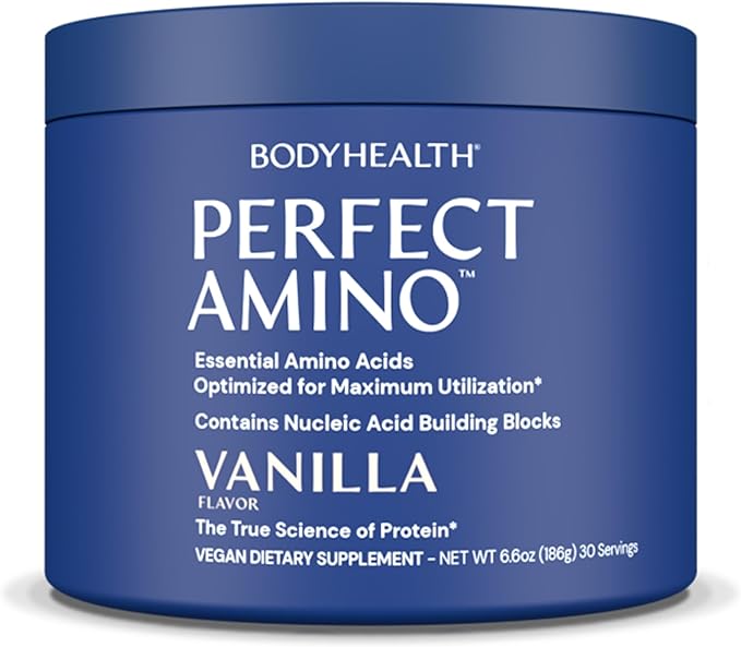 BodyHealth PerfectAmino Powder - BCAA and EAA Powder for Pre and Post Workout - Amino Acid Energy Drink for Men and Women to Support Lean Muscle and Recovery - Vanilla - 30 Servings-StrideForce Fitness