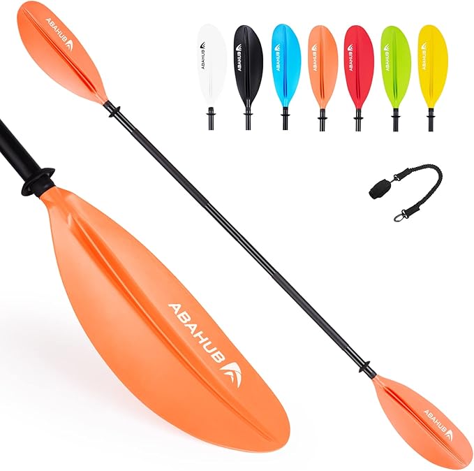 Abahub Kayak Paddle, 90.5 Inches Kayaking Oars for Boating, Canoeing with Free Paddle Leash, Aluminum Alloy Shaft Black/Blue/Green/Orange/Yellow Plastic Blades-StrideForce Fitness