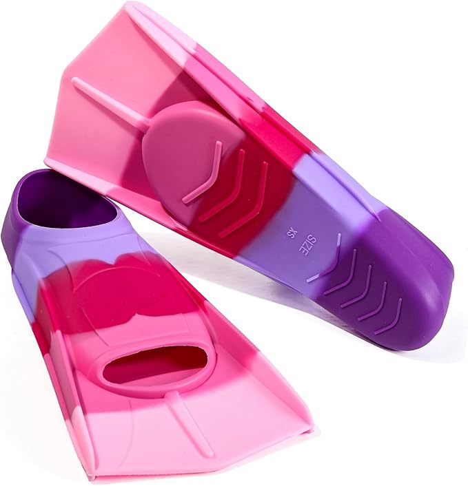 Kids Swim Fins,Short Kids Fins Youth Swimming Flippers for Lap Swimming Training for Children Girls Boys Beginners-StrideForce Fitness