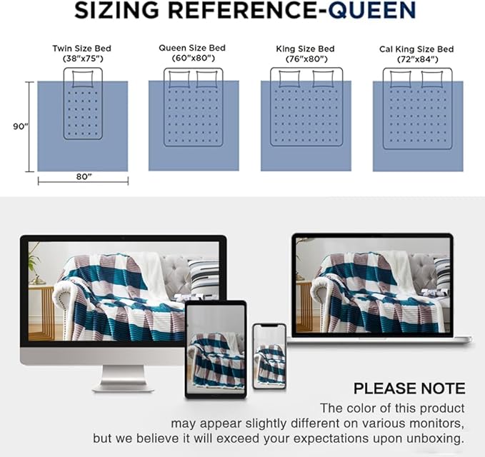 PU MEI Sherpa Blanket Twin Plaid Thick Bed Blanket, 90”*80” Super Soft Flannel Fuzzy Fleece Reversible Velvet Plush Warm Blanket for Couch (Teal Check, 80"*90")-StrideForce Fitness