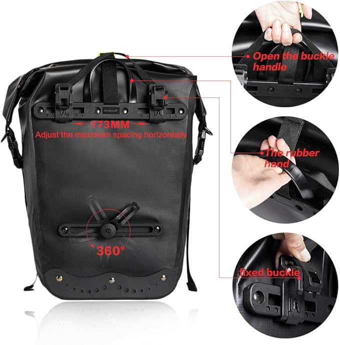 Rhinowalk Bike Bag Waterproof Bike Pannier Bag for Bicycle Cargo Rack Saddle Bag Shoulder Bag Laptop Pannier Rack Bicycle Bag Professional Cycling Accessories-StrideForce Fitness