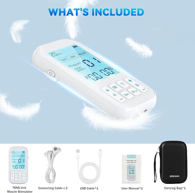 TENS Unit Muscle Stimulator, 3-in-1 EMS Massager Machine, Masajeador Muscular Electrico with 60 Modes, for Gradual Shoulder, Sciatica, Muscle Relaxation,Relieve Back Pain, with 12 TENS Pads
