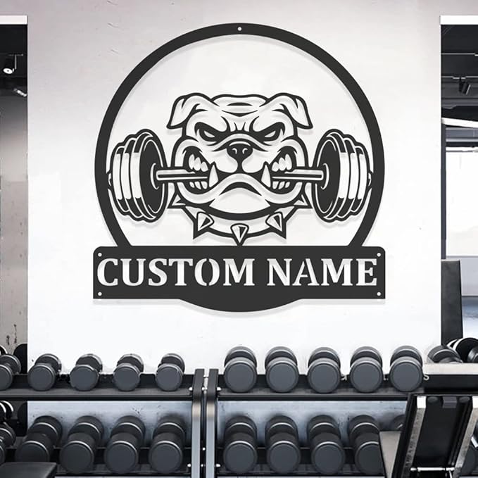 Custom Metal Gym Sign for Workout Room, Motivational Home Fitness Powerlifting Garage Center Decor, Personalized Wall Art Gift for Women, Men, Dad, Papa, Grandpa, Mother, Sister, Girls, Modern Design-StrideForce Fitness