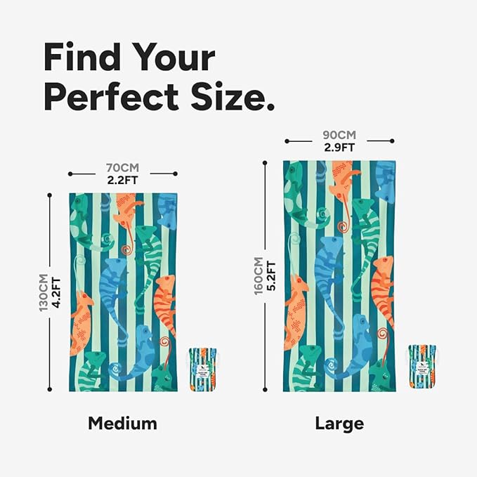 Dock & Bay Quick Drying Towel - for Sports & Gym - Compact, Lightweight - 100% Recycled - Includes Bag - Karma Chameleon, Medium (130x70cm, 51x27)-StrideForce Fitness