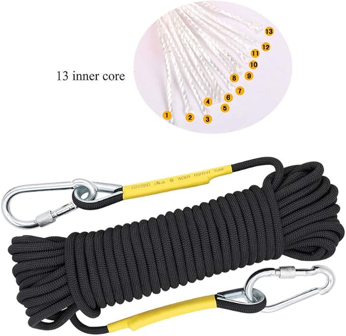X XBEN Outdoor Climbing Rope 10M(32ft) 20M(64ft) 30M(96ft) 50M(160ft) 70M(230ft) 152M(500FT) 352M(1000FT) Static Rock Climbing Rope for Escape Rope Ice Climbing Equipment Fire Rescue Parachute-StrideForce Fitness