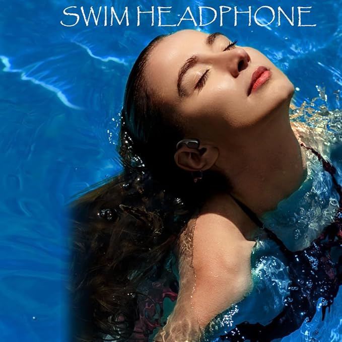 IHAO Swimming Headphones True Bone Conduction Open Ear Headset MP3 Player Built-in 32G Memory IP68 Underwater Waterproof Stereo Bluetooth Earphone for Driving Bicycling Running Skiing-Red-StrideForce Fitness