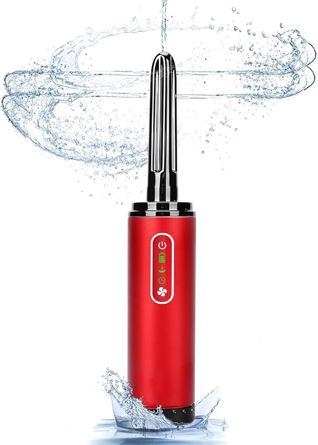 Upgrade Enema Anal Douche , Waterproof Touch Control, Enemas-Douches for Men & Women Colon Cleanse, Shower Enema Bulb-Bottles Kit, Electric Rotating Nozzle, Pressure Spray, Two Douching Modes,red-StrideForce Fitness