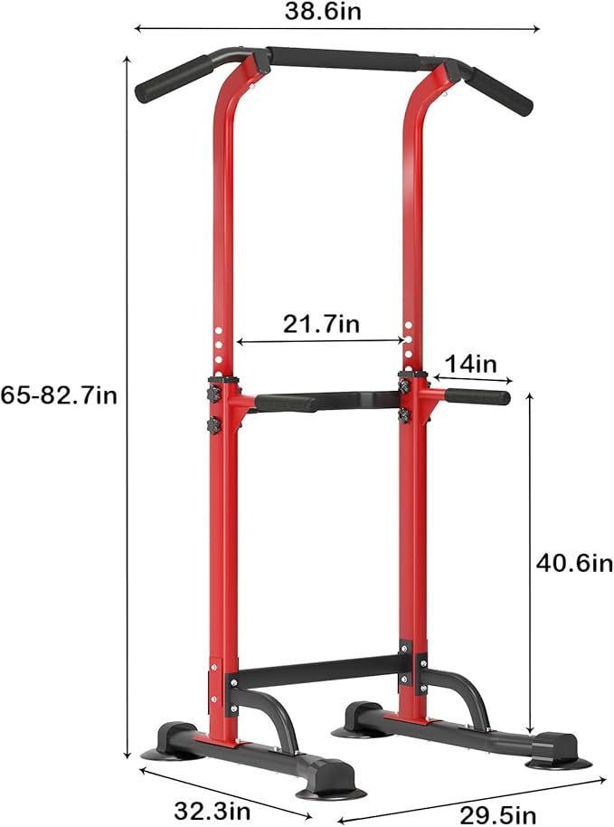 SogesHome Power Tower Pull Up Bar and Dip Station Adjustable Height Dip Stand Multi-Functional Strength Training Fitness Workout Station-StrideForce Fitness