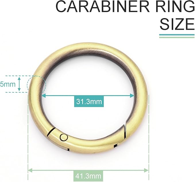 10 Pack 1-1/4Inch Trigger Spring O Rings, Metal Round Carabiner Clip Snap Hook, Spring Keyring Buckles for Replacement Purse Strap, Paracord Lanyard Clips, Keychain Rings Hardware DIY Crafts Making-StrideForce Fitness