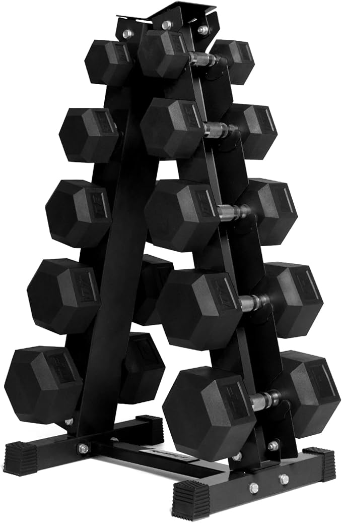 RitFit 5-650 LBS PVC Encased Hex Dumbbell Sets with Optional Rack for Home Gym, Hand weight with Chrome Handle for Strength Training, Workouts-StrideForce Fitness