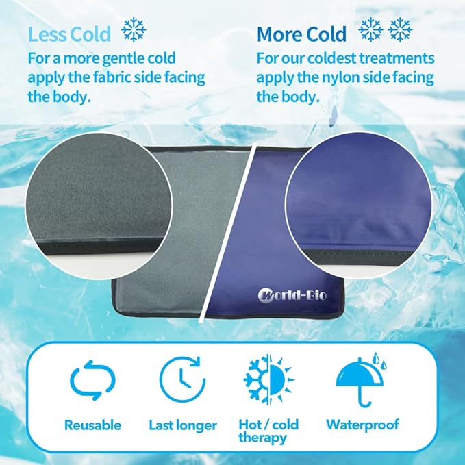 Extra Large Ice Pack for Injuries Reusable, Full Back Ice Pack Large Gel Ice Wrap w/2 Straps Cold Compress for Back Pain Relief from Swelling, Bruises, Sprains, Reusable Cold Pack 23.2" x 14.5"-StrideForce Fitness