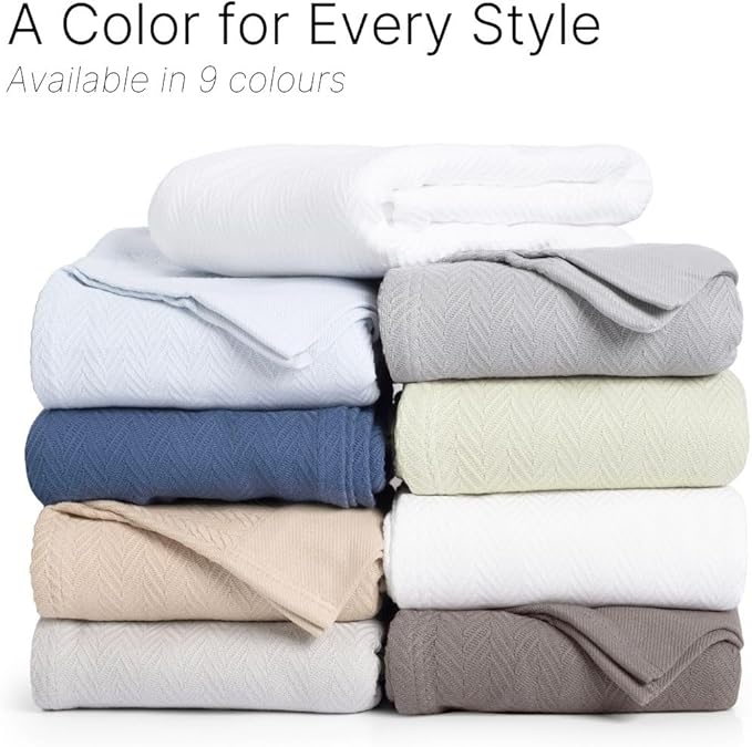 Luxury Cotton Blanket King Size – Soft & Breathable Herringbone Weave – Lightweight All-Season Bed Blanket for Warmth & Comfort – Cozy, Durable-StrideForce Fitness