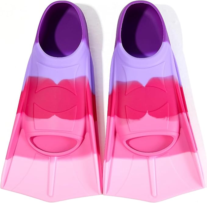 Kids Swim Fins,Short Kids Fins Youth Swimming Flippers for Lap Swimming Training for Children Girls Boys Beginners-StrideForce Fitness