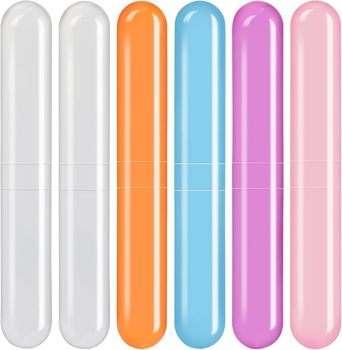 6 Pack Travel Toothbrush Case, Breathable Portable Toothbrush Holder, Plastic Toothbrush Cover Container for Traveling, Bathroom, School, Home, Business, Camping