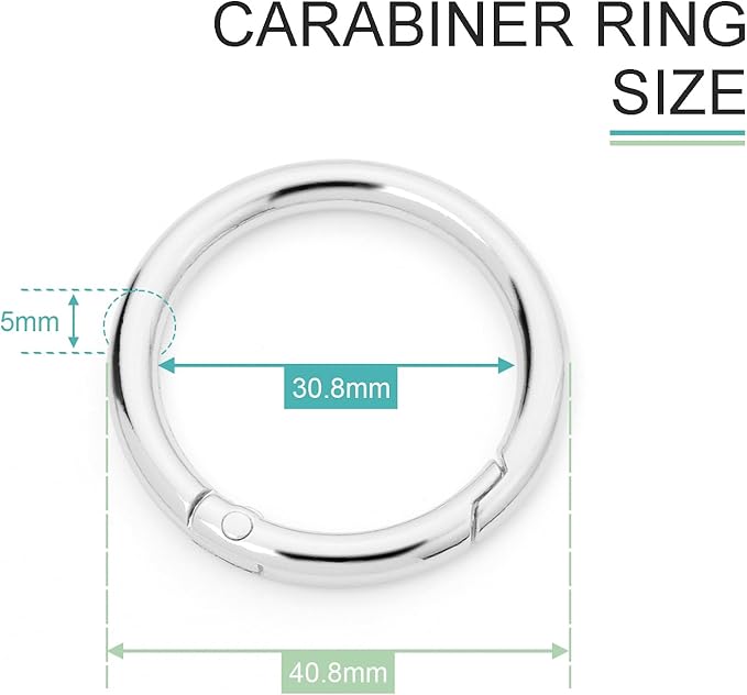 10Pack 1-1/4" Trigger Spring O Rings, Metal Round Carabiner Clip Snap Hook, Spring Keyring Buckles for Replacement Purse Strap, Paracord Lanyard Clips, Keychain Rings Hardware DIY Crafts Making-StrideForce Fitness