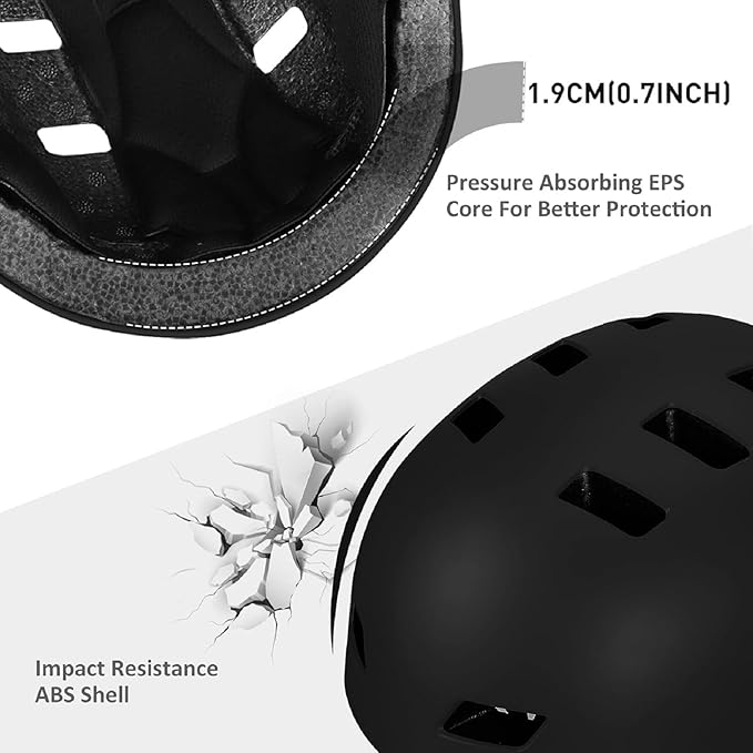 Bike Helmet 3 Sizes for Teenager Kids Youth Adults,Bavilk Skateboard Helmet Adjustable Multi-Sport Bicycle Cycling Scooter Roller Skate Inline Skating Rollerblading for Girls Boys Women Men Teen-StrideForce Fitness