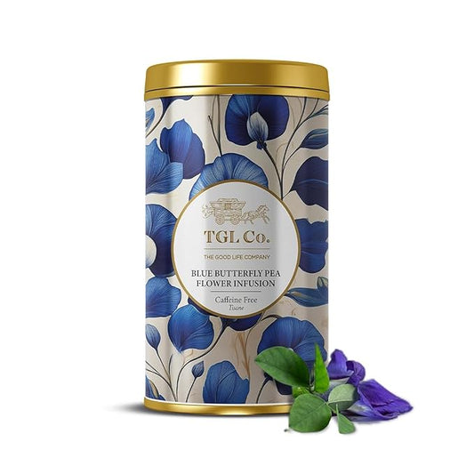 TGL Co. Blue Butterfly Pea Flower Tea (1.76 oz / 50g) Tall Tin Can | Natural Herbal Tea | Enjoy Hot or Iced | Blue Tea-StrideForce Fitness