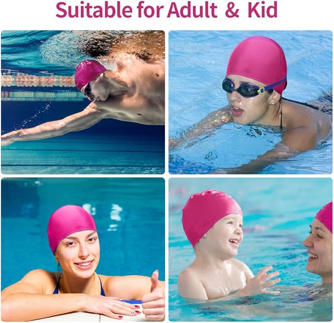 2pcs Cloth Swim Caps for Both Women & Men & Kids Fabric Durable Non-Waterproof Elastic Swimming Pool Cap Bathing Cap for Long and Short Hair-StrideForce Fitness