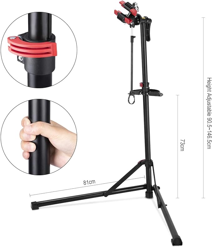 CXWXC Bike Repair Stand with Cleaner - Shop Home Bicycle Mechanic Maintenance Rack- Welded Head Height Adjustable for EBIKE Mountain Bikes and Road Bikes-StrideForce Fitness