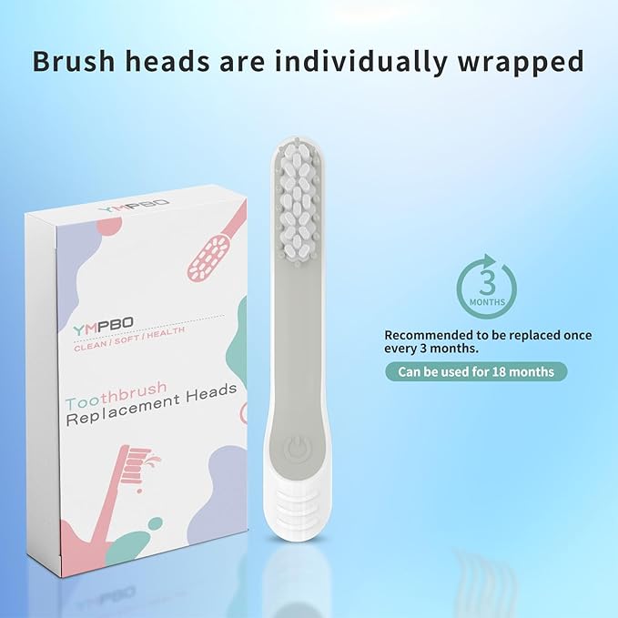 Toothbrush Replacement Heads for Quip Adult Electric Toothbrush, Soft Bristles, 6 PackBrush Head Refills, White