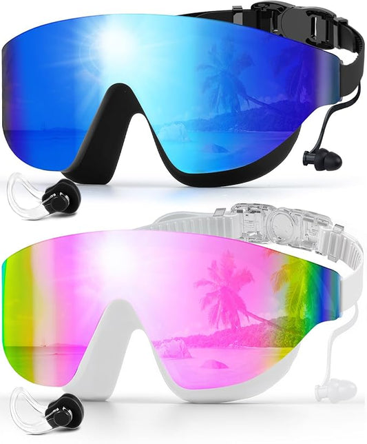 Swim Goggles, Frameless Wide View Swimming Goggles, Anti-Fog Anti-UV No Leaking Pool Goggles for Men Women Adult-StrideForce Fitness