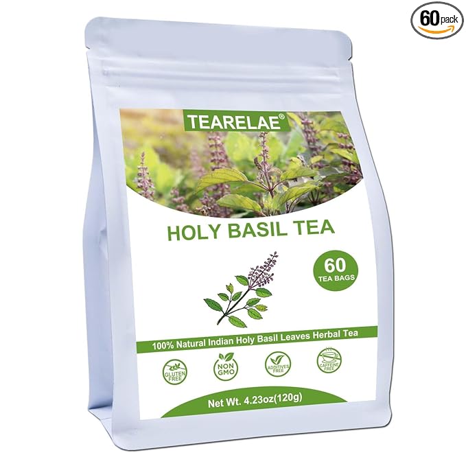 TEARELAE - Holy Basil Tea Bags - 60 Count - 100% Pure Natural Holy Basil Leaves - Aid in Digestion, Boost Immune System - Non-GMO - Caffeine-Free-StrideForce Fitness