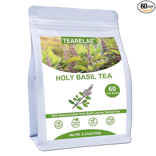 TEARELAE - Holy Basil Tea Bags - 60 Count - 100% Pure Natural Holy Basil Leaves - Aid in Digestion, Boost Immune System - Non-GMO - Caffeine-Free-StrideForce Fitness