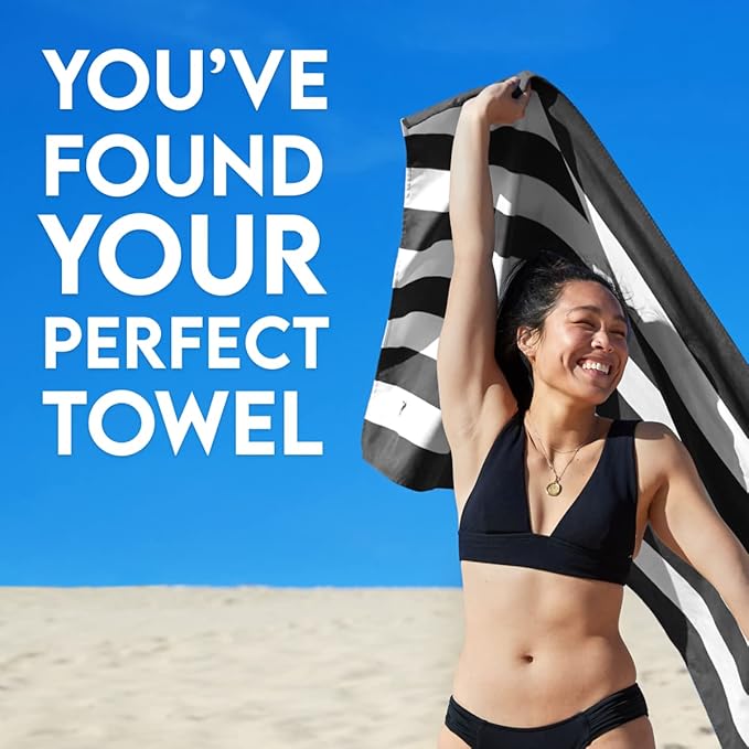 Dock & Bay Customized Beach Towel - Quick Dry, Sand Free - Compact, Lightweight - 100% Recycled - Includes Bag - Cabana - Kamari Charcoal - Large-StrideForce Fitness