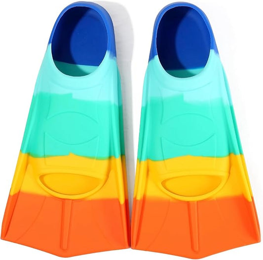 Kids Swim Fins,Short Kids Fins Youth Swimming Flippers for Lap Swimming Training for Children Girls Boys Beginners-StrideForce Fitness
