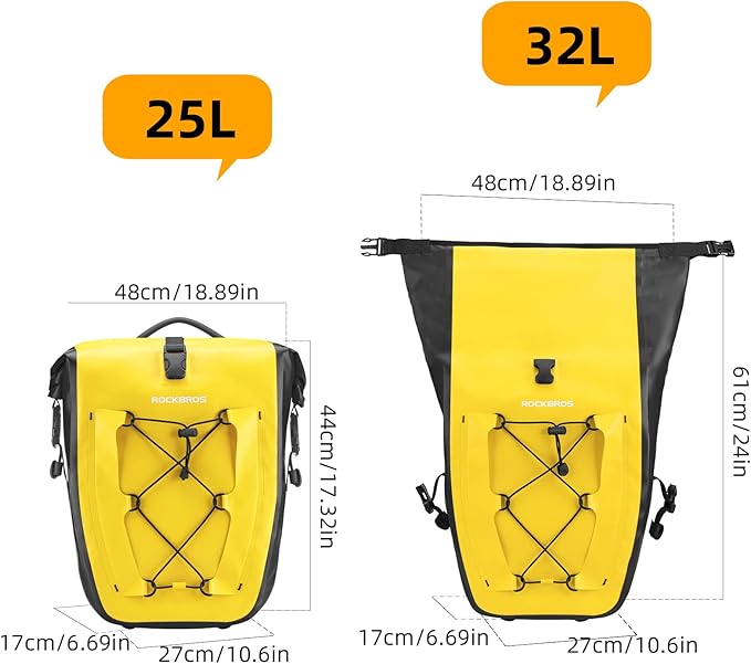 ROCKBROS Bike Panniers Waterproof Bike Rear Rack Bag Max 30L Large Capacity Bike Rear Panniers for Cycling Traveling Commuting-StrideForce Fitness