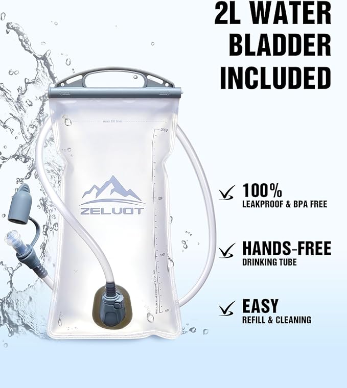 Running Vest with 2L Water Bladder, USA Original Patent, Lightweight Adjustable Chest Pack with Gear Holder, Reflective Running Hydration Vest for Women Men for Marathon-StrideForce Fitness