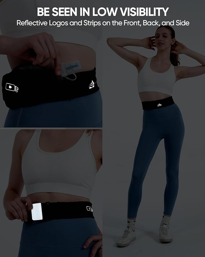 Running Belt with 400ml Soft Flask, Extension Strap & Phone Holder, Adjustable Running Fanny Pack with Gym Towel, Waterproof Belt Bag for Women Men for Jogging Marathon (Black, Large)-StrideForce Fitness