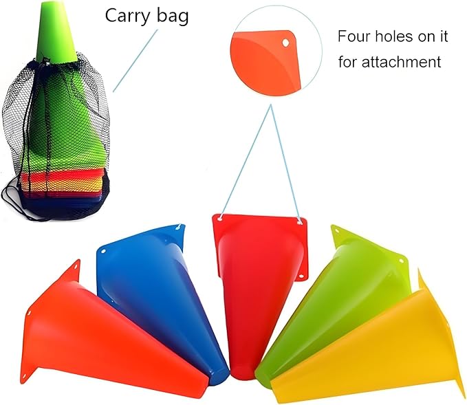 Soccer Cones (9 Inch 20 Pack), Agility Training Sport Cone with Carry Bag for Drilling Football Basketball Field Markers,-StrideForce Fitness