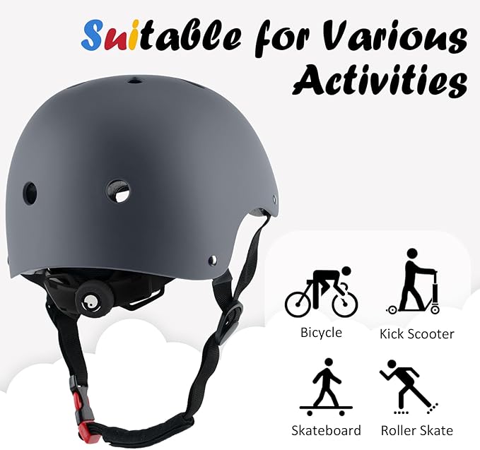 Kids Bike Helmet, Adjustable and Multi-Sport, from Toddler to Youth, 3 Sizes-StrideForce Fitness