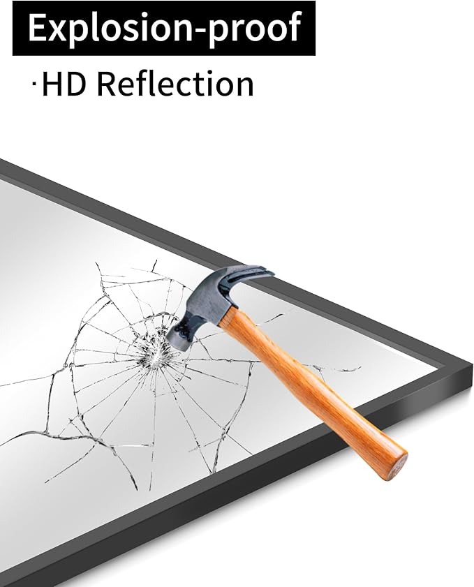 Black Bathroom Mirror for Wall, 30x50 Inch Rectangle Mirrors with Metal Frame, Modern Vanity Wall Mirror Decor for Entryway Hangs, Bathroom Living Room Horizontal or Vertical-StrideForce Fitness