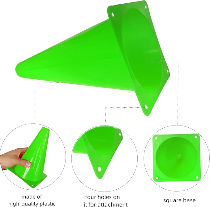 24 Pcs 7 Inch Plastic Traffic Cones, Basketball Football Drills, Skating, Sport Training Agility Markers, Indoor Outdoor Games, Multicolor-StrideForce Fitness